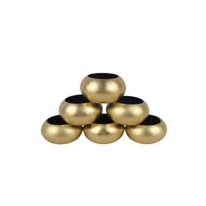 Set of 6 Gold Acrylic Round Napkin Rings Metallic